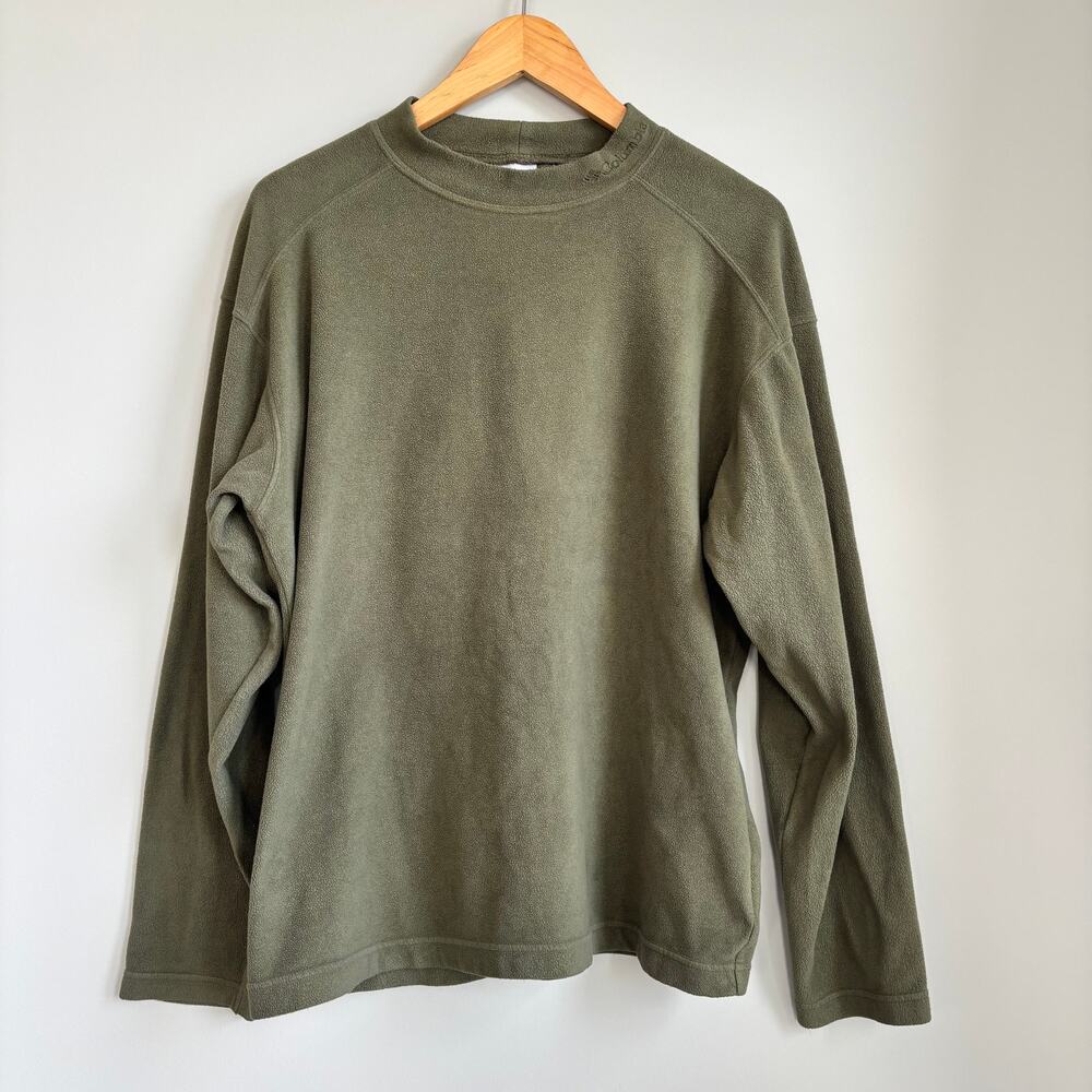Columbia Sportswear Embroidered Men's Fleece Mock Neck Long Sleeve Green Medium